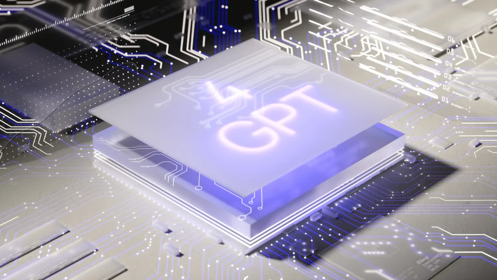 computer chip with Chat GPT4, symbolizing digital tranformation